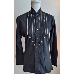 Small Black Wanted By Beads Beautiful‎ Western Shirt